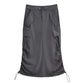 Women's Fashionable Double Drawstring Pocket Half-length Pleated High Waist Slit Skirt