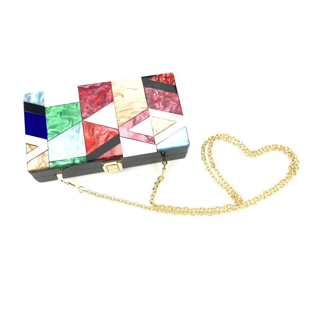 Multicolored Contrast Acrylic Clutch Bag