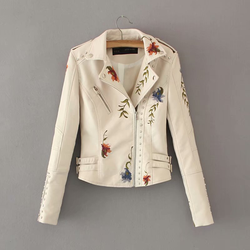 Embroidered Studded Leather Jacket...