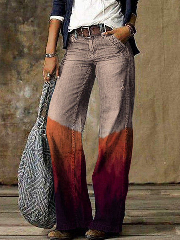 Women's Loose Denim Wide-Leg Pants...