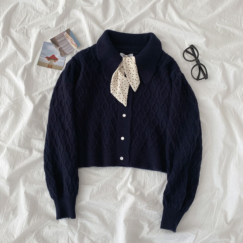 Loose All-Match Lapel Ladies Sweater Jacket