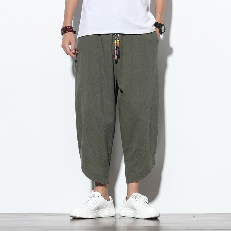 Summer Thin Linen Pants Loose Large Size Wide Leg Pants Men