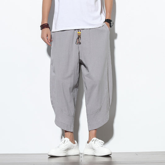 Summer Thin Linen Pants Loose Large Size Wide Leg Pants Men