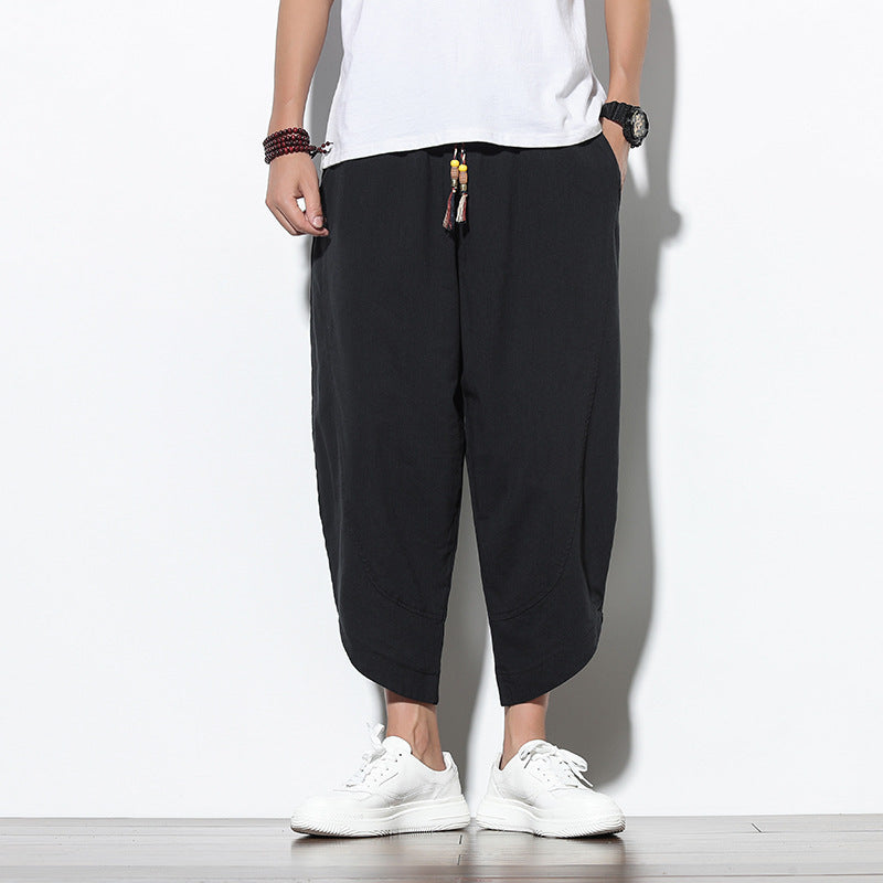 Summer Thin Linen Pants Loose Large Size Wide Leg Pants Men