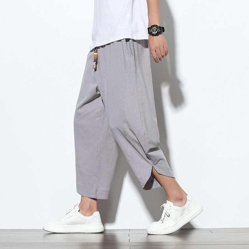 Summer Thin Linen Pants Loose Large Size Wide Leg Pants Men