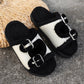 Lazy Thick Sole Buckle Lamb Slippers For Women...