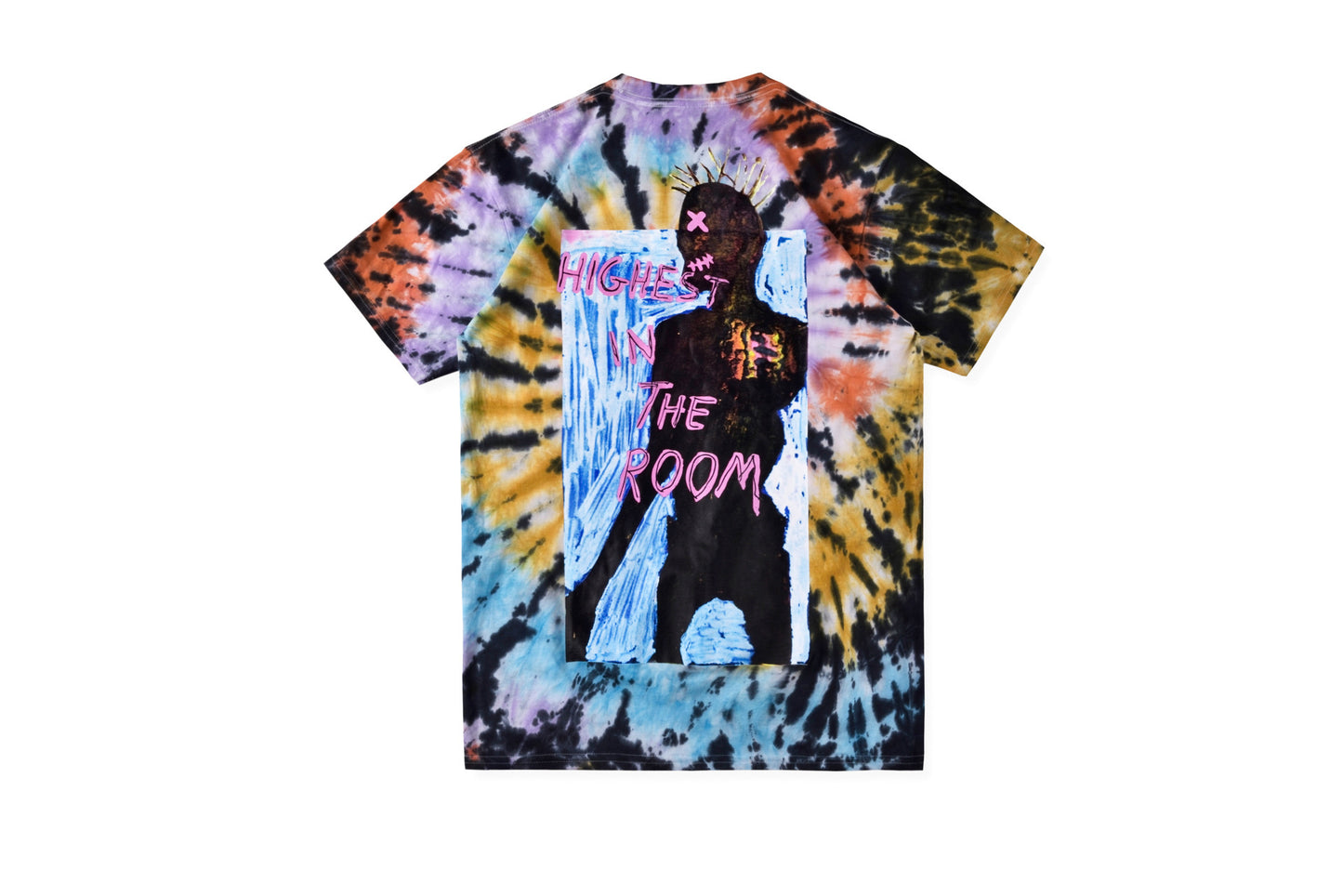 TRAVIS SCOTT personality tie-dye abstract portrait print men and women loose short-sleeved T-shirt