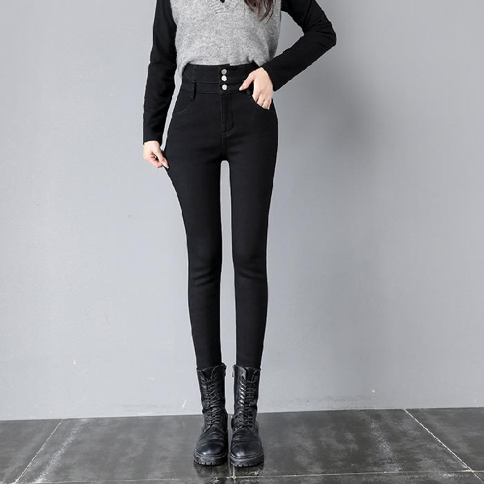 Skinny Minnie High Waist Fleece-Lined Denim...