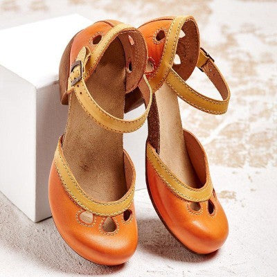 Chunky women's shoes plus size leather shoes