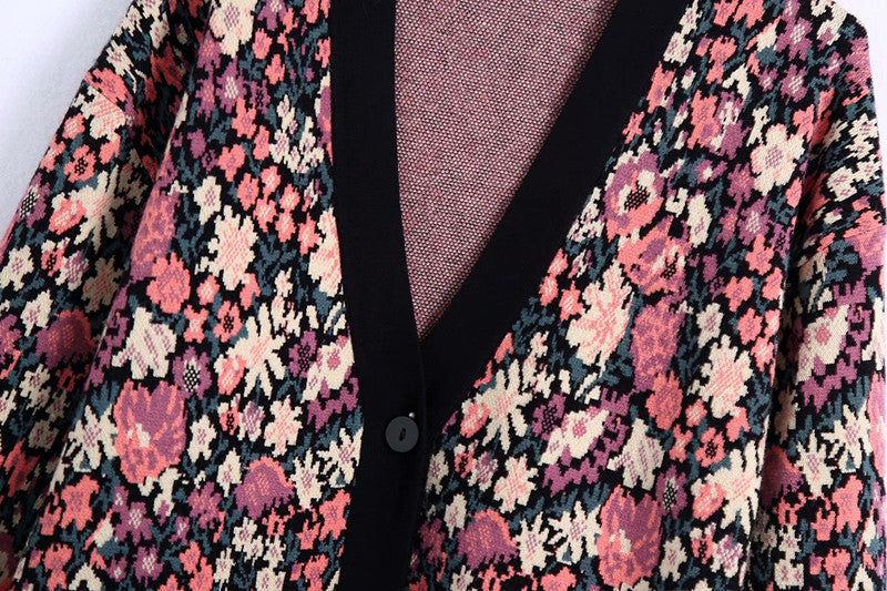 Flower Jacquard Knit Cardigan...