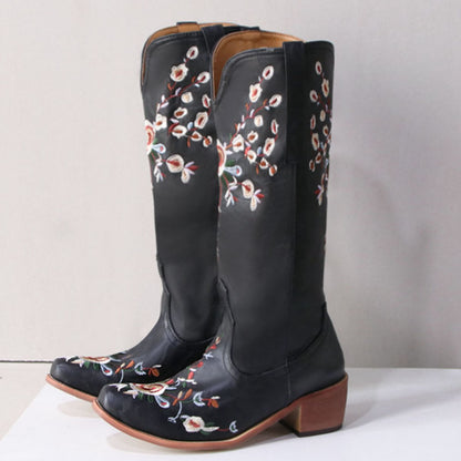 Vintage Boots Embroidered Western High Barrel