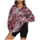 Tie Dye Printed Zippered Lapels Sweatshirt Women Long Sleeve Loose Pocketless Top