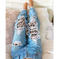 Denim Cut Leopard Print...