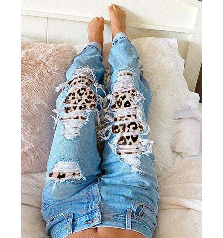 Denim Cut Leopard Print...