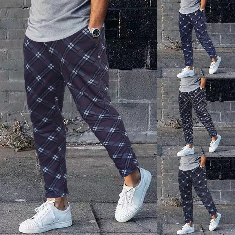 Men's New Digital Print Plaid Fashion Sports Lounge Pants