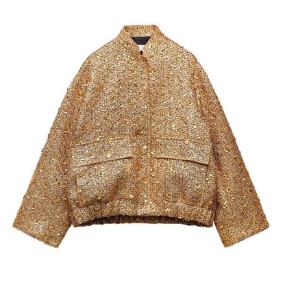 Gold Button Bead Dec Coat...