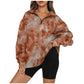 Tie Dye Printed Zippered Lapels Sweatshirt Women Long Sleeve Loose Pocketless Top