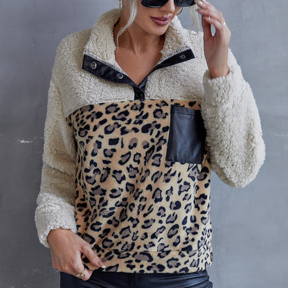 Leopard Print Lamb Wool Sweater...