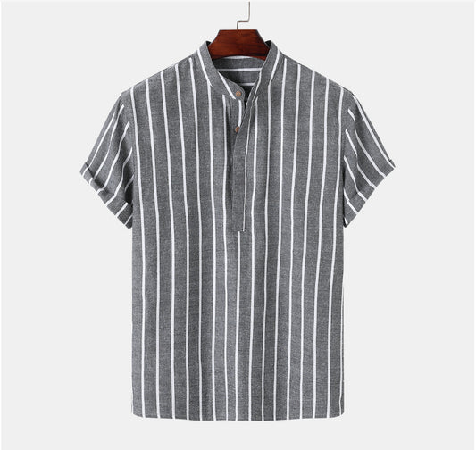 Striped Linen Men's Shirt...