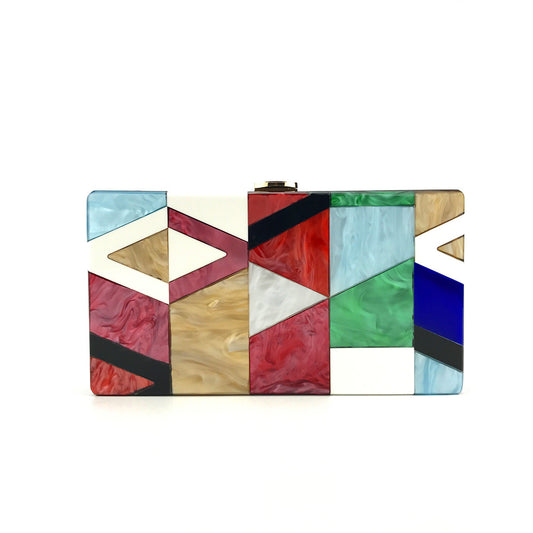 Multicolored Contrast Acrylic Clutch Bag