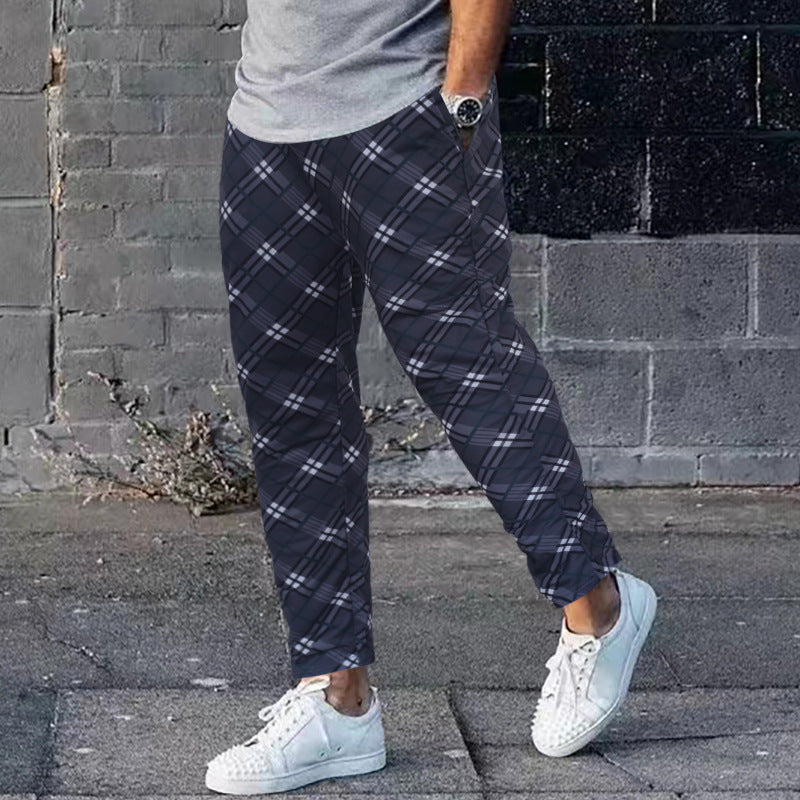 Men's New Digital Print Plaid Fashion Sports Lounge Pants