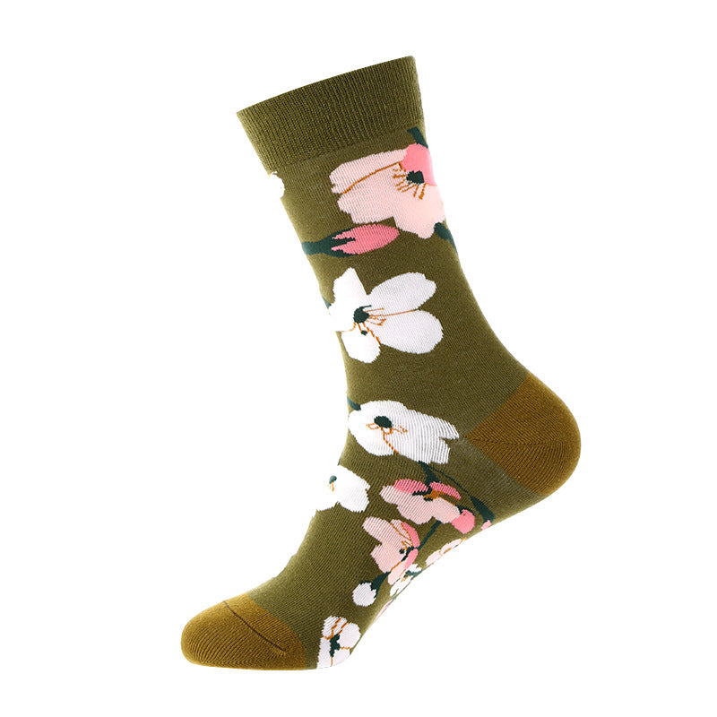 Flower Child Mid-Calf Cotton Socks...