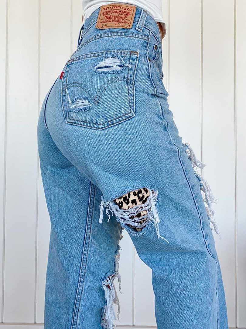 Denim Cut Leopard Print...