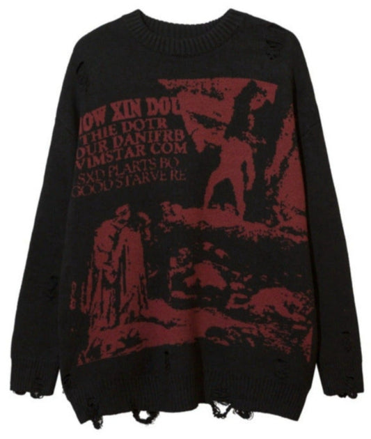 New Urban Retro Graffiti Brocade Sweater...