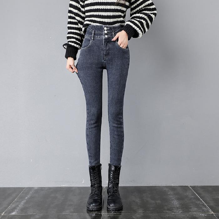 Skinny Minnie High Waist Fleece-Lined Denim...