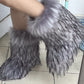 Raccoon Dog Fox Fur Fur Snow Boots