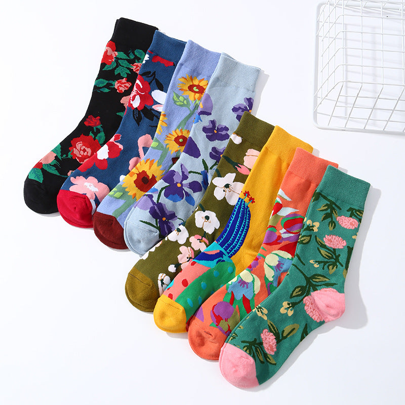 Flower Child Mid-Calf Cotton Socks...