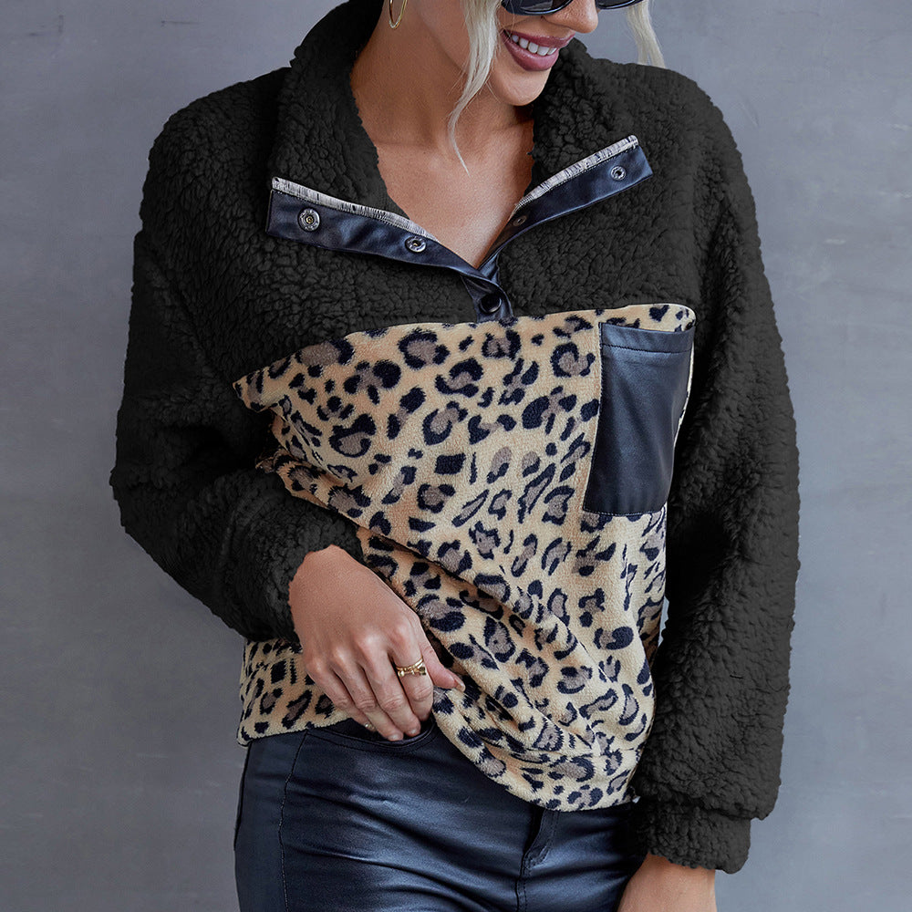 Leopard Print Lamb Wool Sweater...