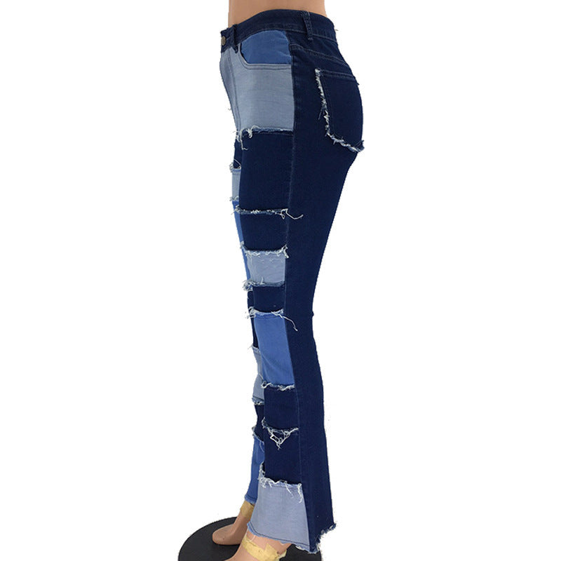 Patchwork Flare Jeans...