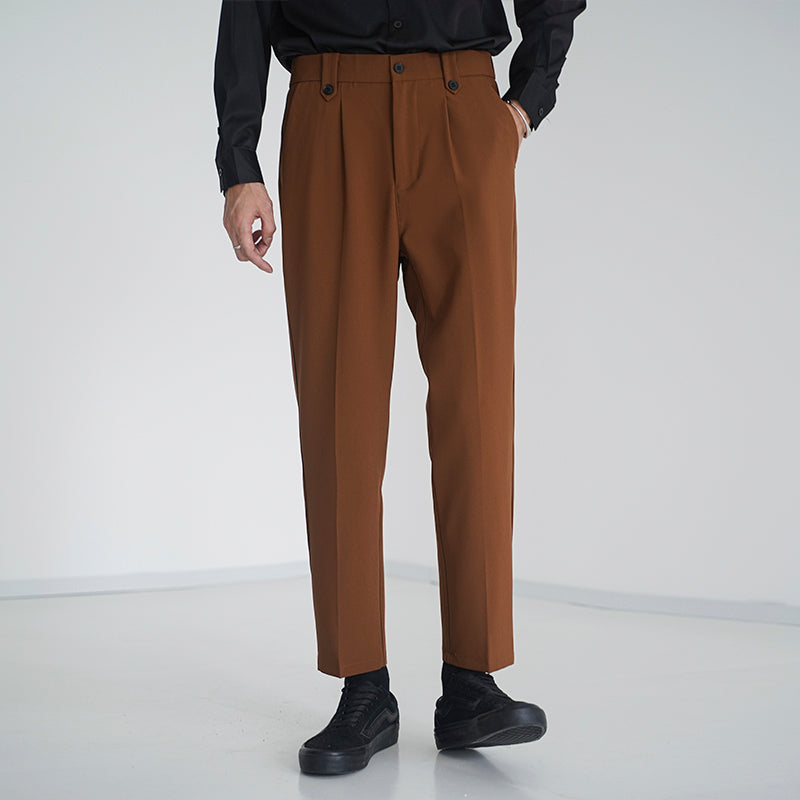 Men's Loose Straight Cut Nine-Quarter Pants...