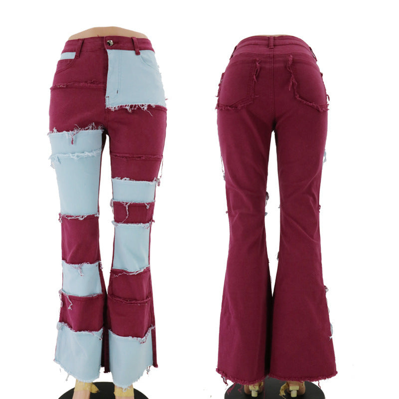 Patchwork Flare Jeans...