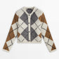 Knitted Diamond Cut Button-Up Cardigan...