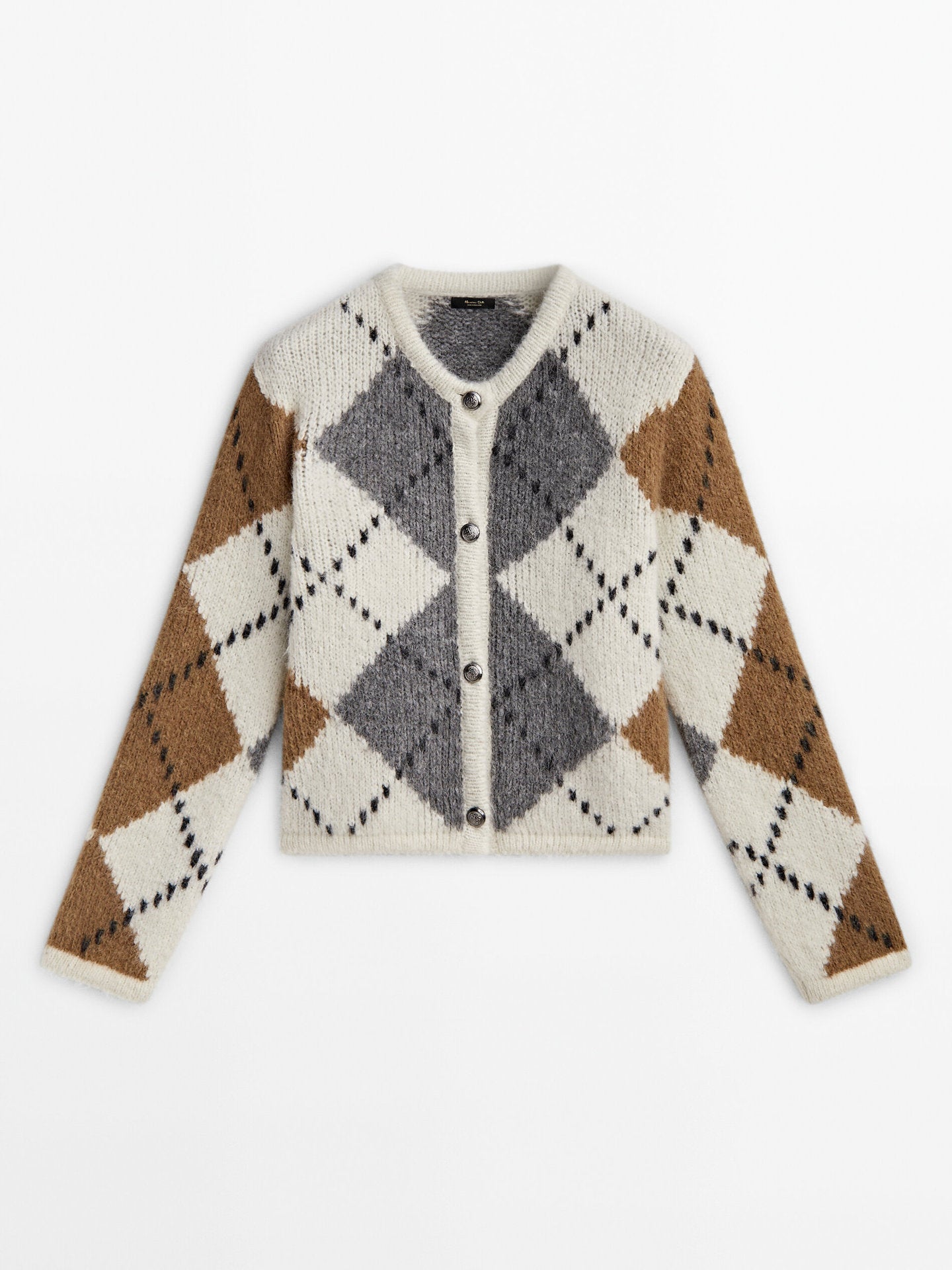 Knitted Diamond Cut Button-Up Cardigan...