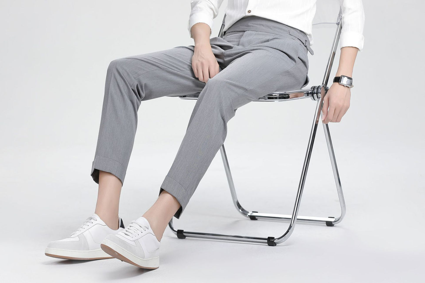 Men's Fashion Casual High Waist Slim Fit Suit Pants