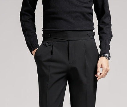 Men's Fashion Casual High Waist Slim Fit Suit Pants