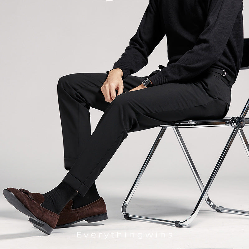 Men's Fashion Casual High Waist Slim Fit Suit Pants