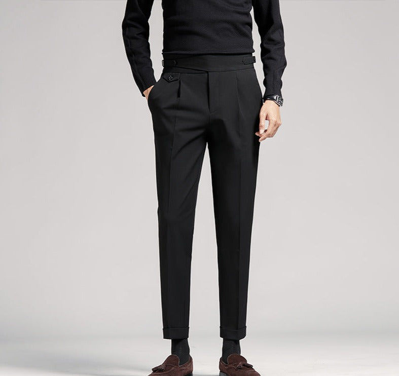 Men's Fashion Casual High Waist Slim Fit Suit Pants