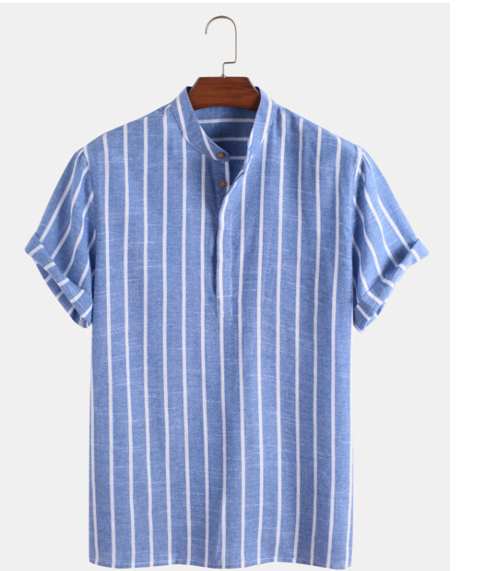 Striped Linen Men's Shirt...