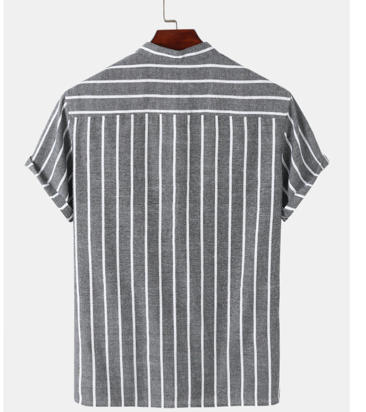 Striped Linen Men's Shirt...