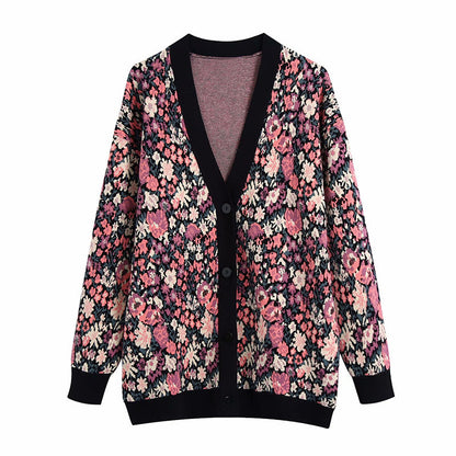 Flower Jacquard Knit Cardigan...