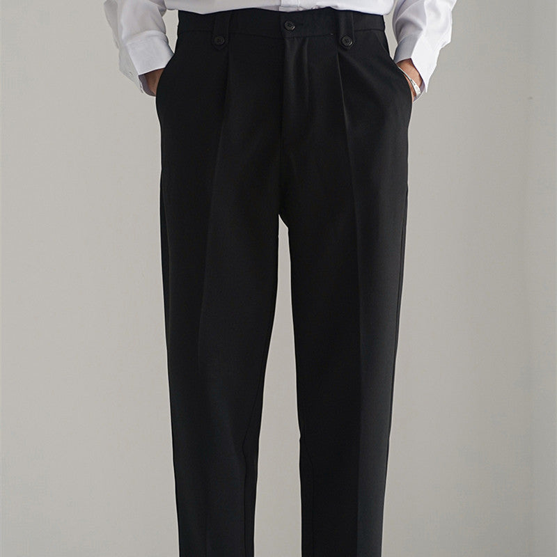 Men's Loose Straight Cut Nine-Quarter Pants...