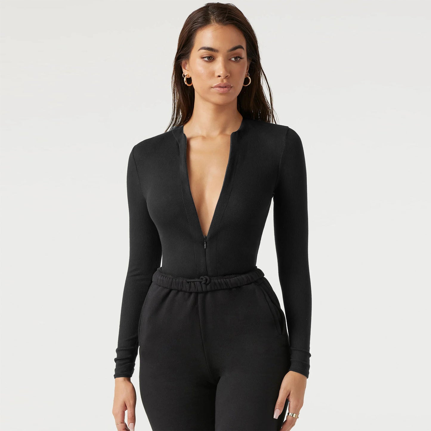 Zipper Long Sleeve Jump Suit...