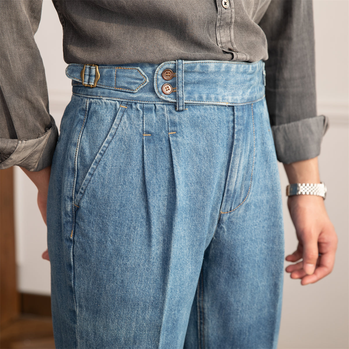 Vintage High-waisted Straight Leg Denims For Men...