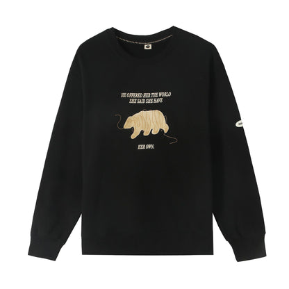 Printed Line Bear Cotton Men's Hoodie