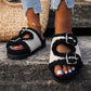 Lazy Thick Sole Buckle Lamb Slippers For Women...