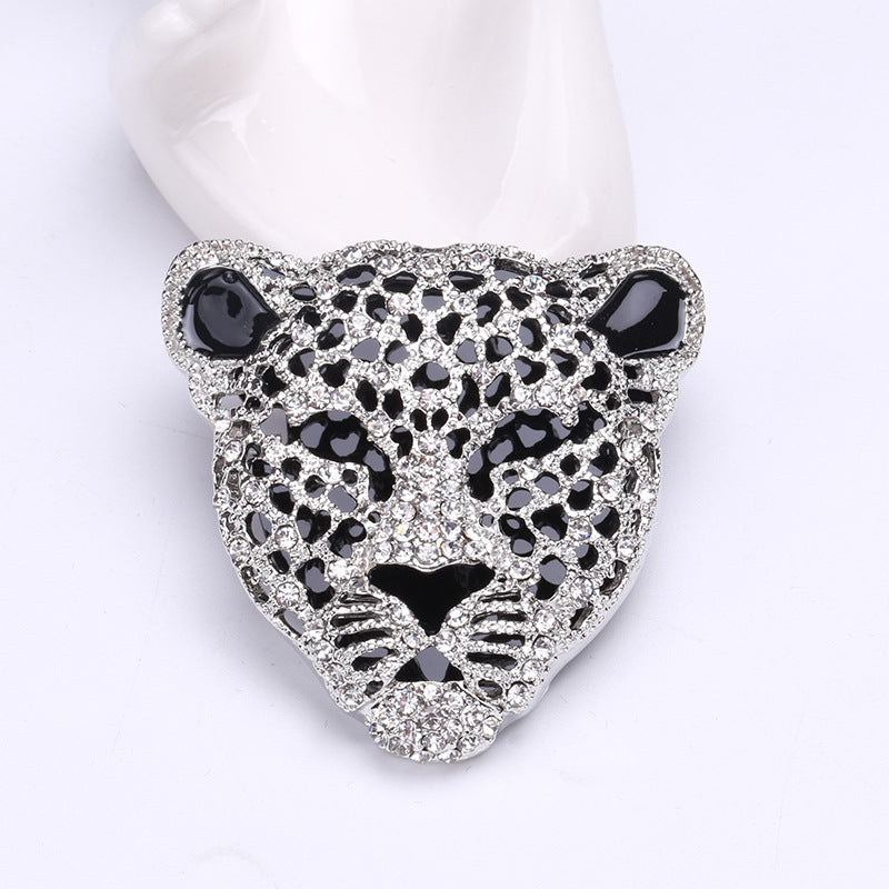 Vintage Fashion Rhinestone Leopard Head Alloy Brooch